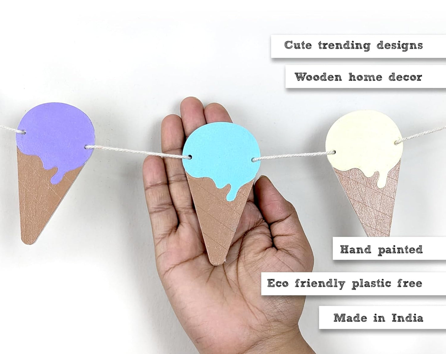 Ice Cream Cone Garland | Handpainted