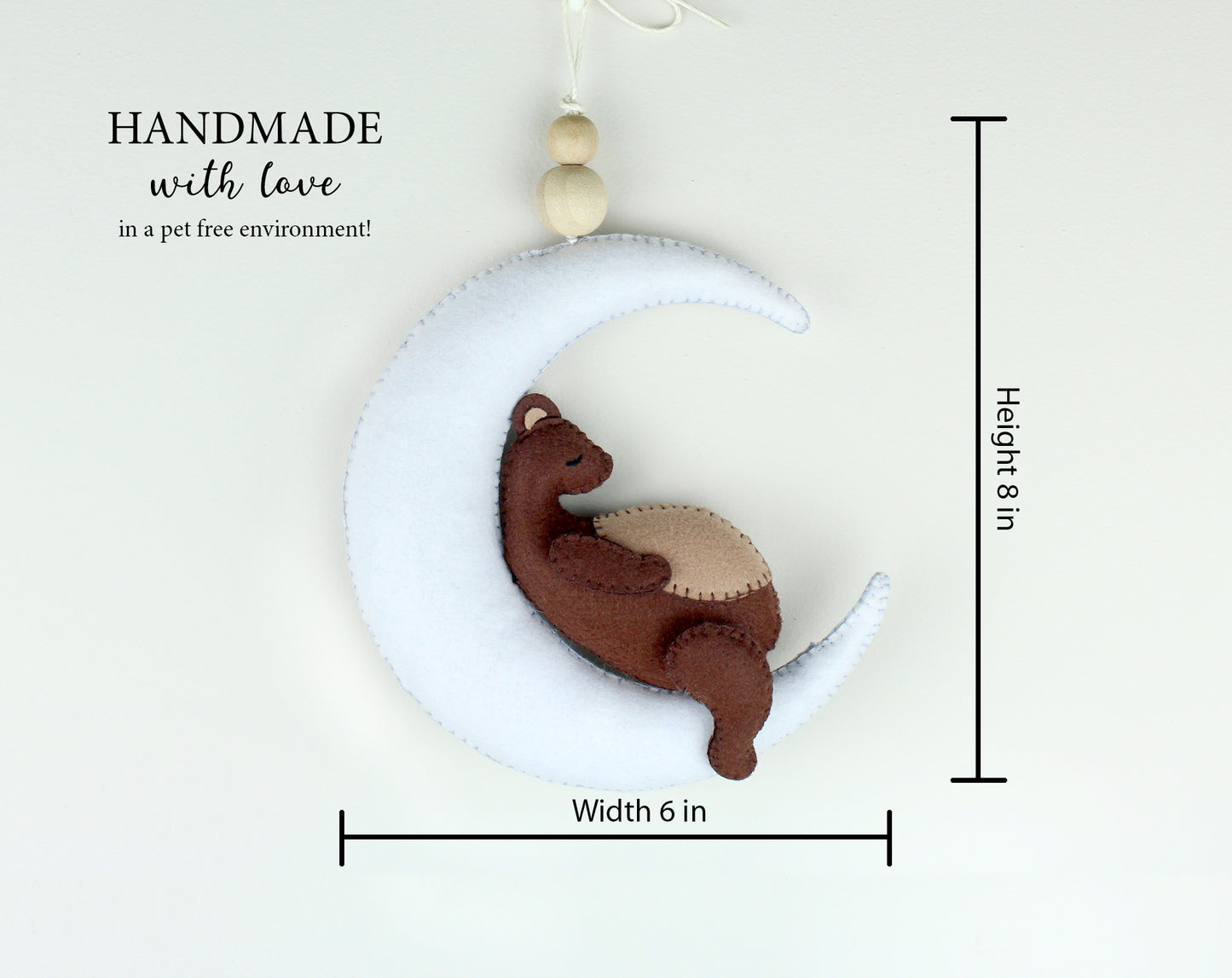 Sleepy Bear on the Moon Hanging Toy Ornament