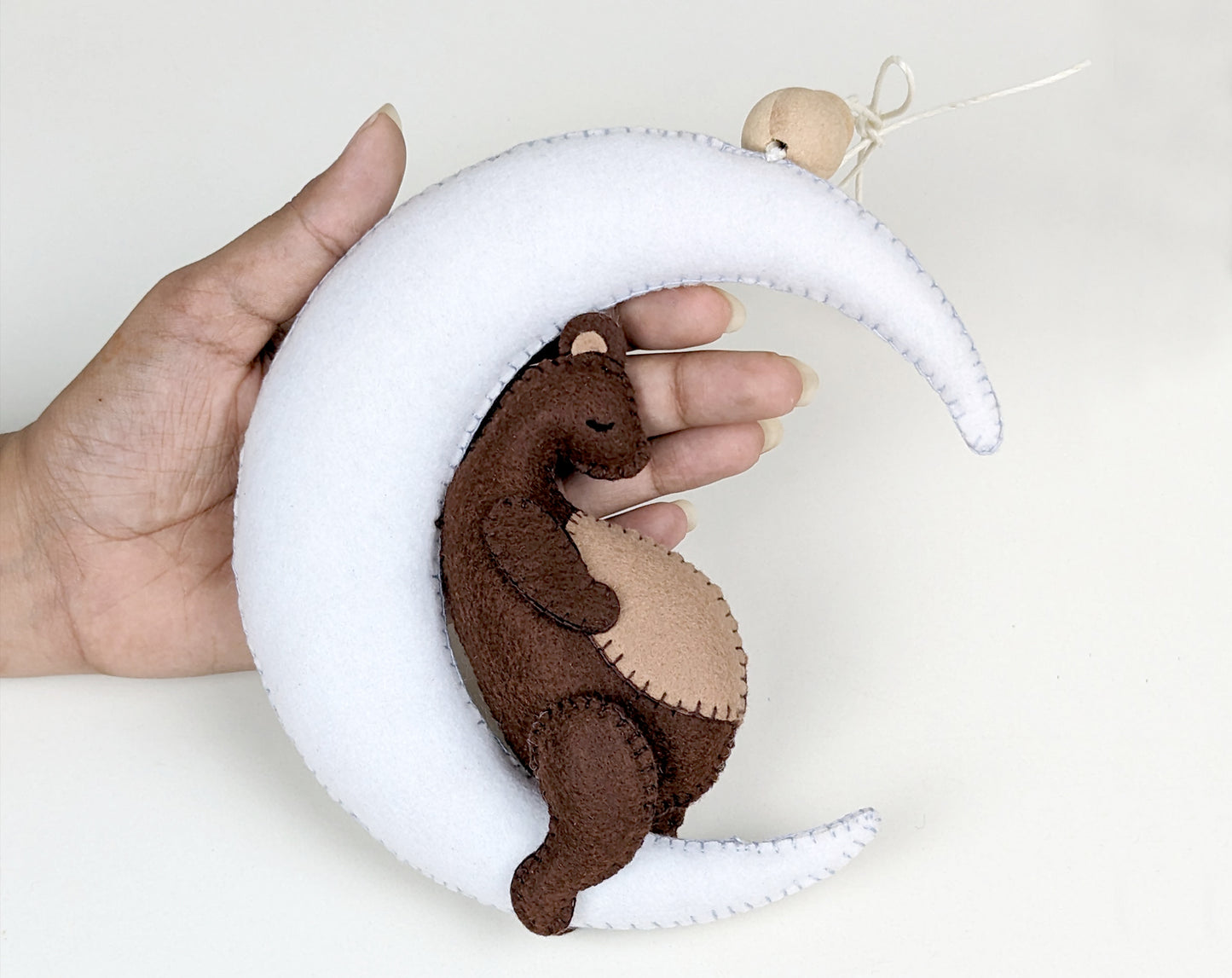 Sleepy Bear on the Moon Hanging Toy Ornament