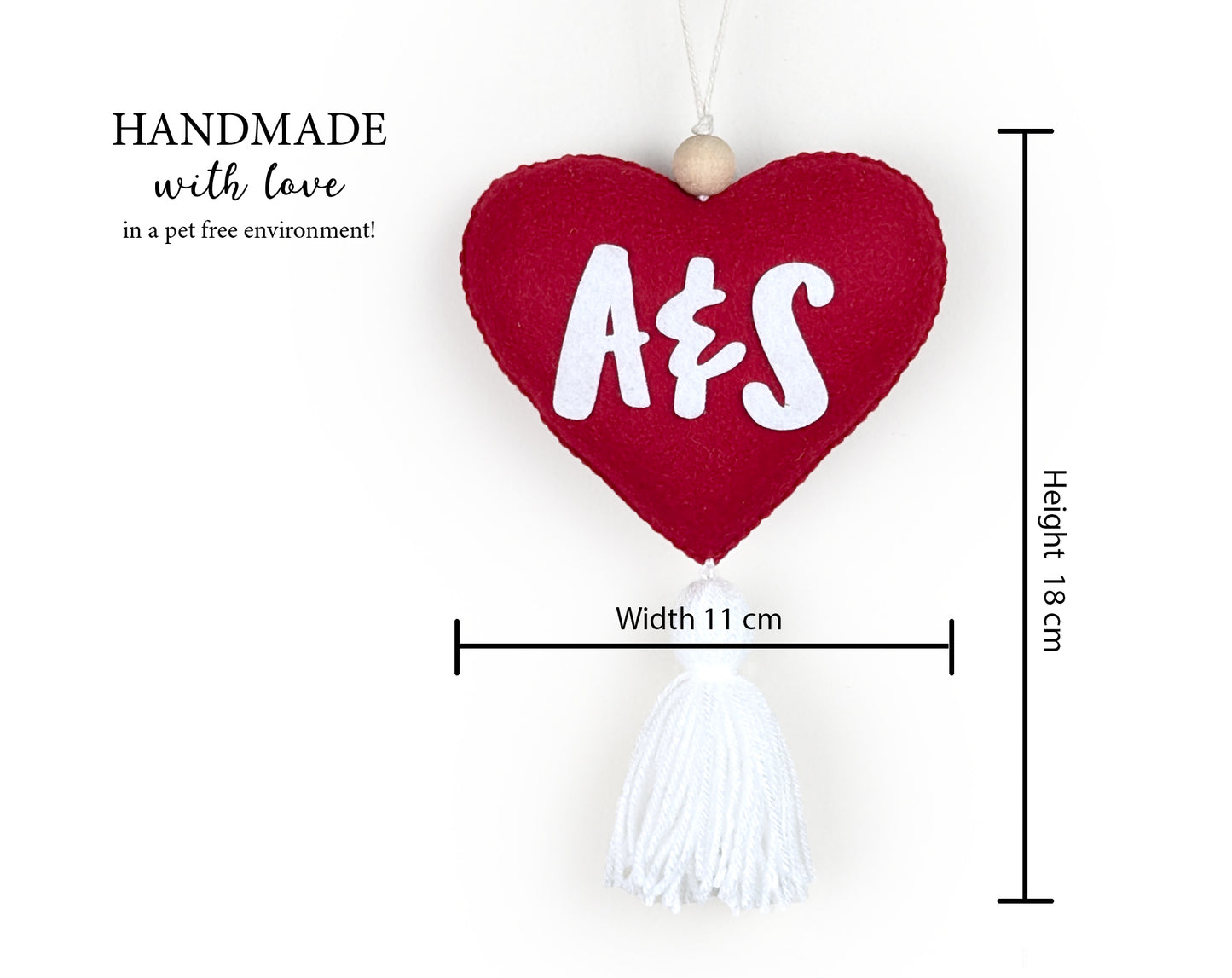 Heart Couple Initials Ornament with Tassel