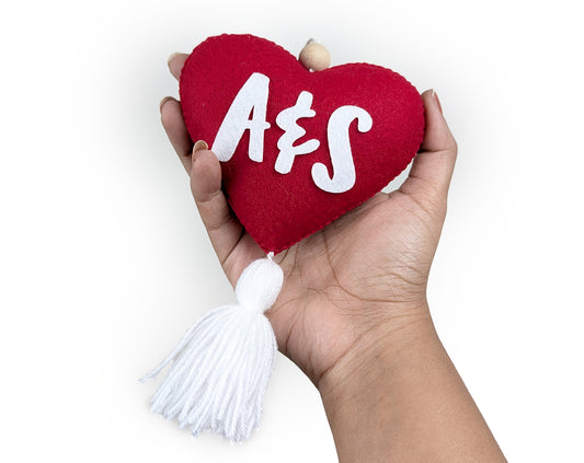 Heart Couple Initials Ornament with Tassel
