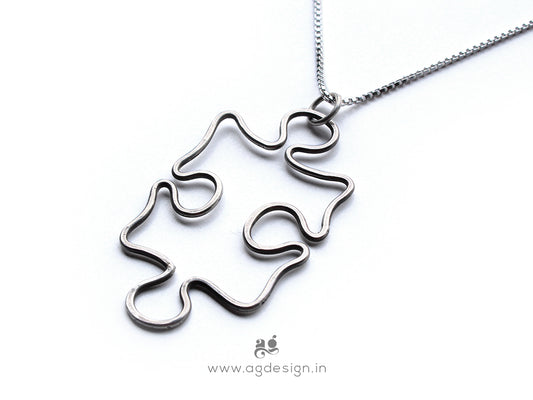 Silver Puzzle Pendant Charm | Sterling Silver