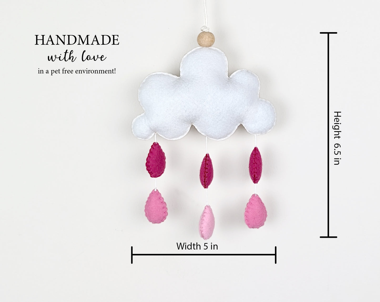 Pink Rain Cloud Hanging Toy Ornament