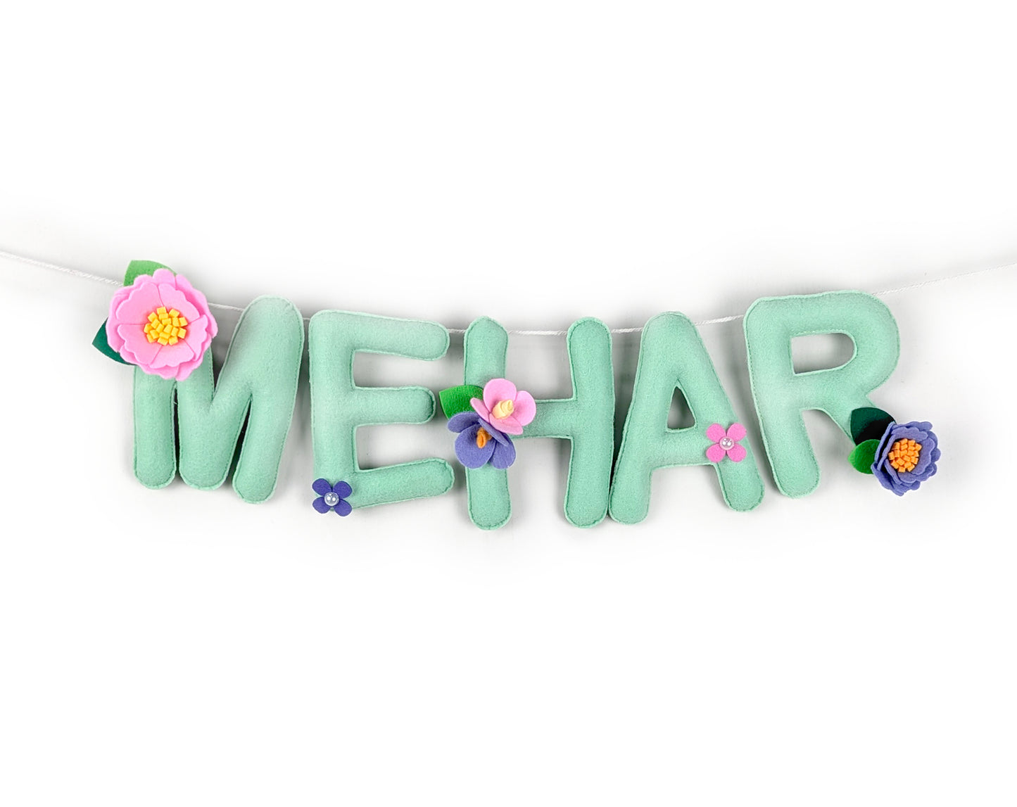Personalized Floral Name Bunting | Mint Green