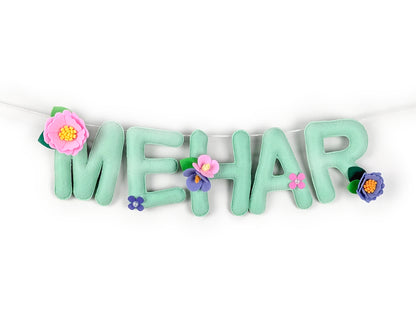 Personalized Floral Name Bunting | Mint Green