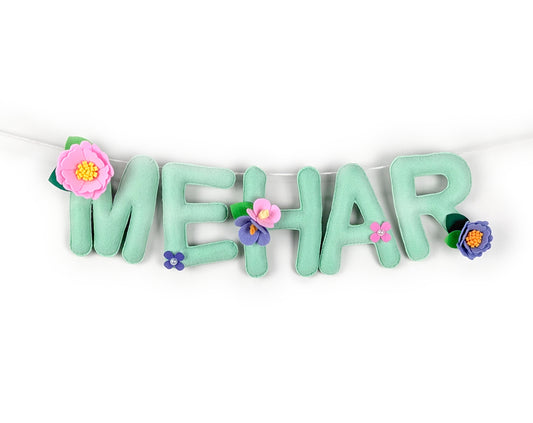 Personalized Floral Name Bunting | Mint Green