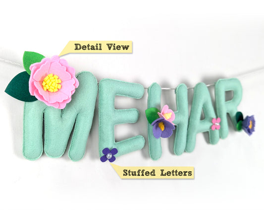 Personalized Floral Name Bunting | Mint Green