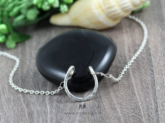 Horseshoe necklace sterling silver stone