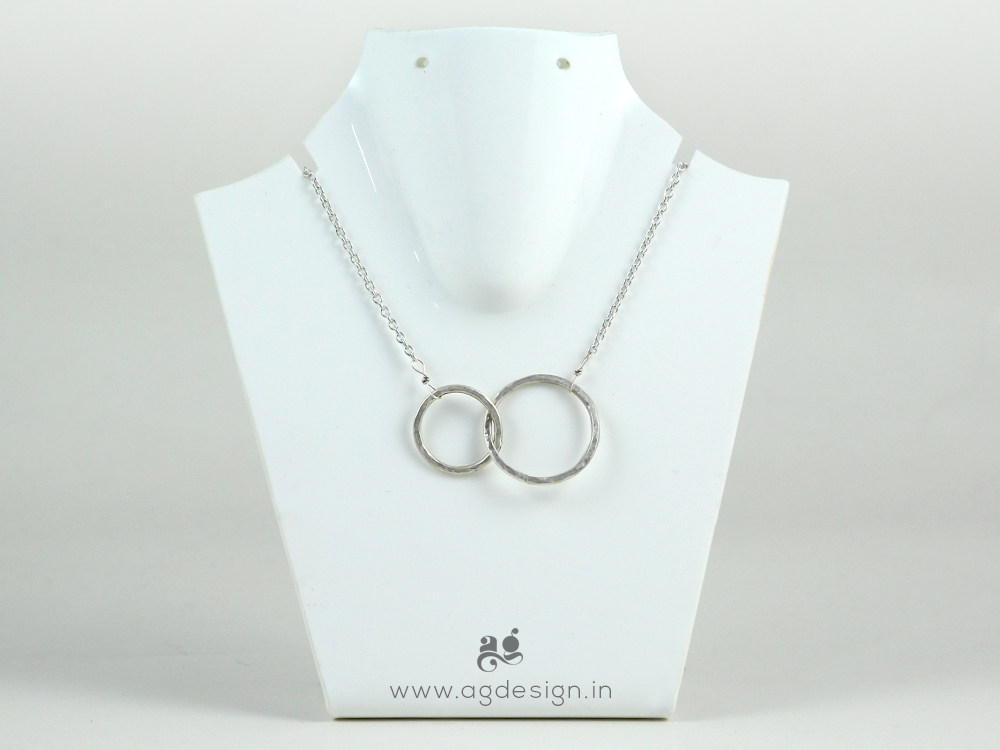 Handmade 18ct Yellow Gold, Platinum and Diamond Interlocking Circle Necklace  - Obsessions of Weybridge