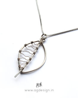 silver minimalist leaf pendant