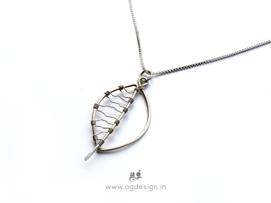 silver minimalist leaf pendant