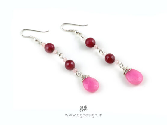 pink long drop earrings