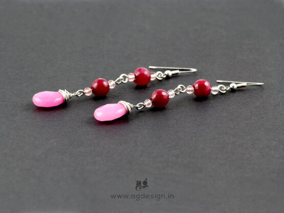 pink long drop earrings