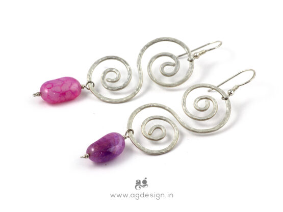 Silver Swirl Pink Earrings