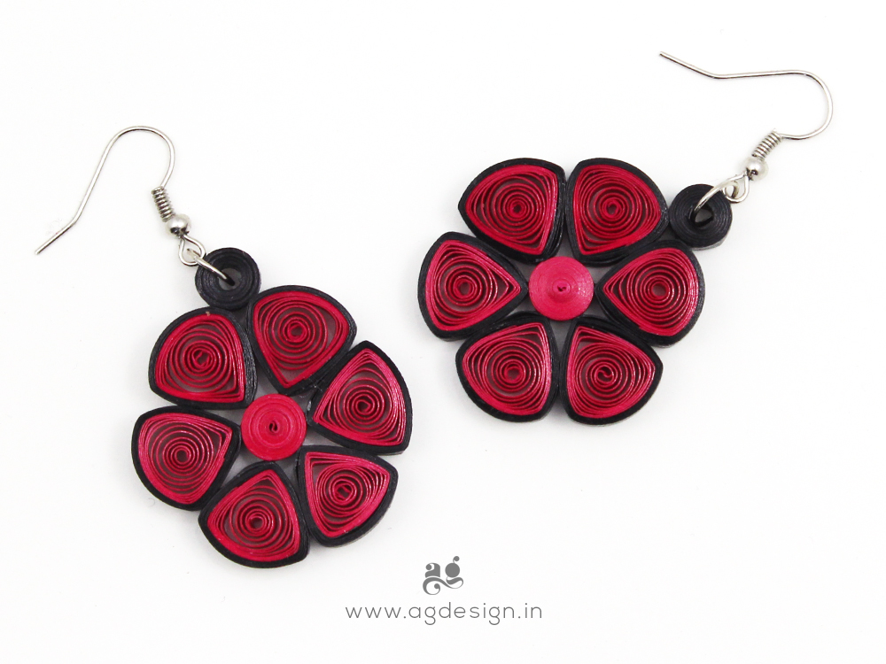 Tiger eye and black stone long handmade earrings – Odara Jewellery