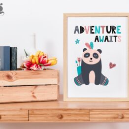 Tribal Panda Nursery Poster