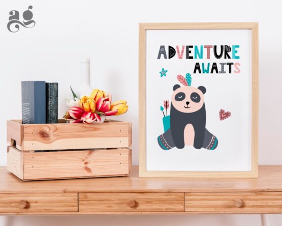 Tribal Panda Nursery Poster