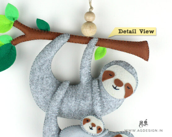 handmade felt sloth family ornament