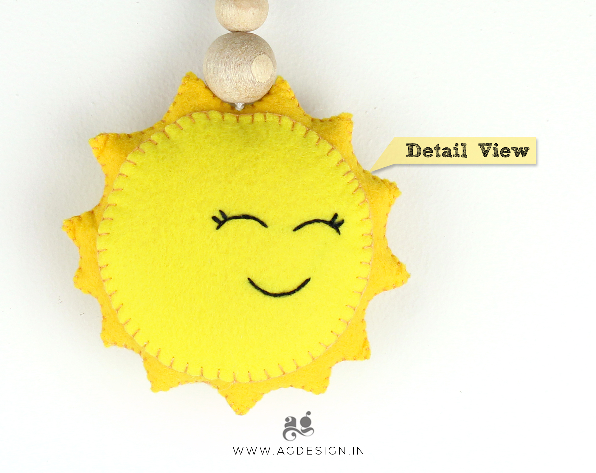 handmade felt yellow sun ornament
