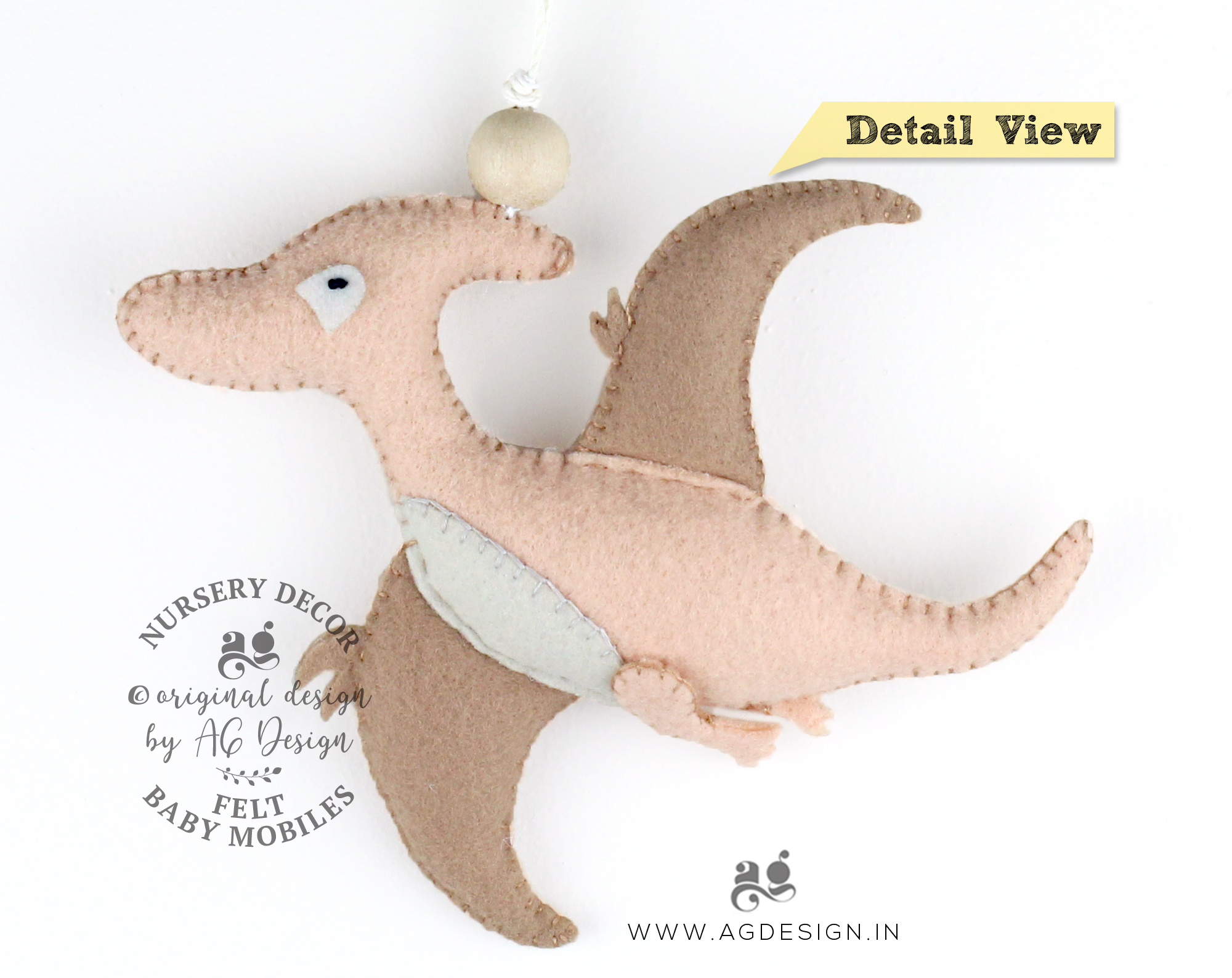 handmade felt pterosaur dinosaur ornament