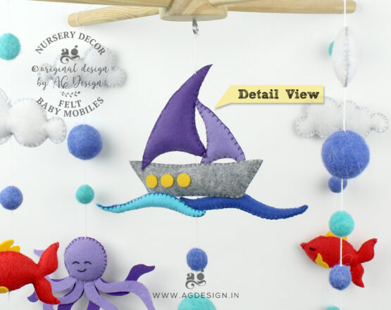 Boat Fish Cot Mobile | Baby Room Decor - Image 3