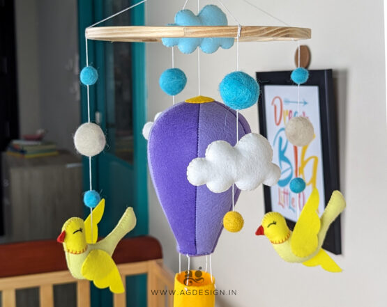 Purple Hotair Balloon Baby Mobile