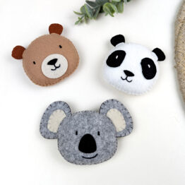 Panda Bear, Mount Bear and Koala Bears Brooch Pin