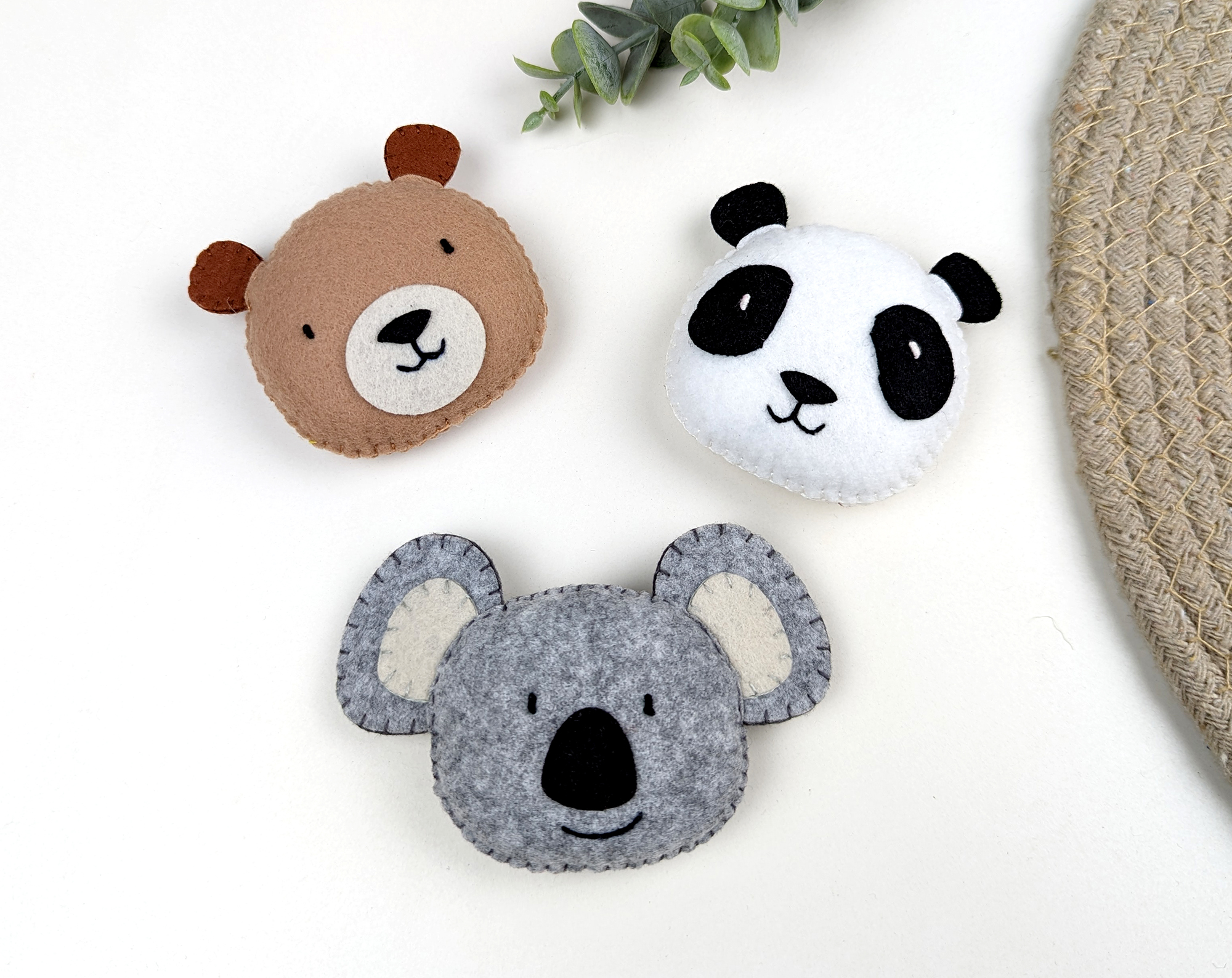 Panda Bear, Mount Bear and Koala Bears Brooch Pin