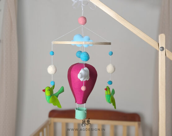 Hotair Balloon Baby Crib Mobile Pink