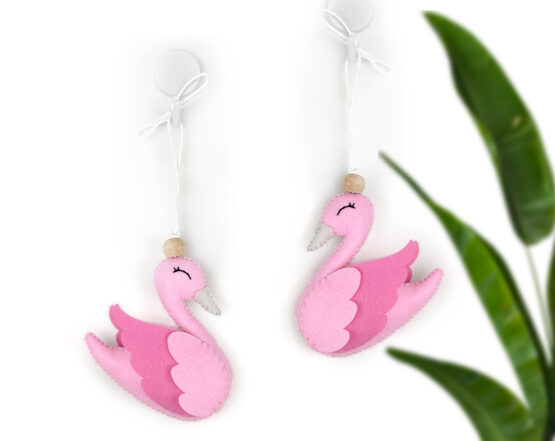 Pink Swan Hanging Ornaments | Set of 2 - Image 2