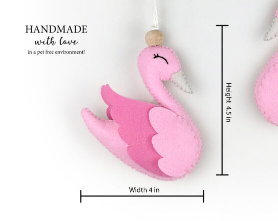 Pink Swan Hanging Ornaments | Set of 2 - Image 3