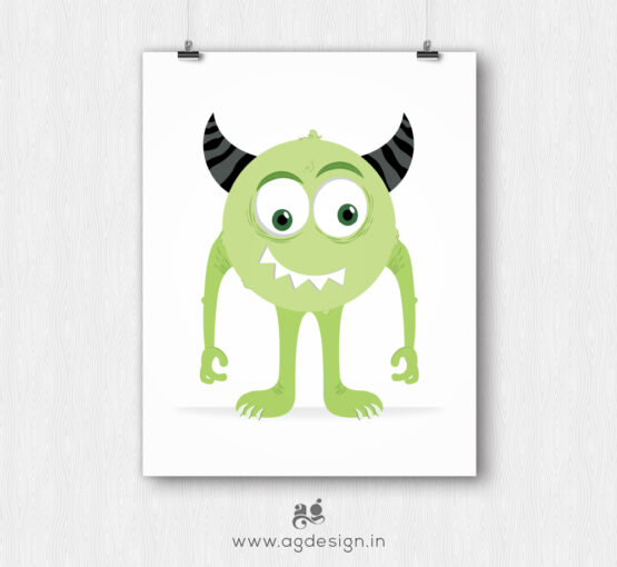 Green Cute Monster Poster
