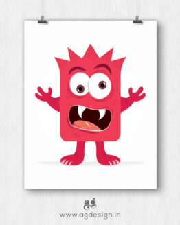 Red cute Monster Poster