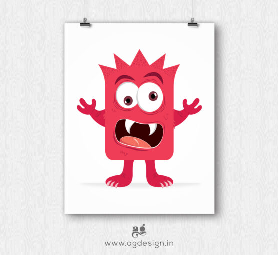 Red cute Monster Poster
